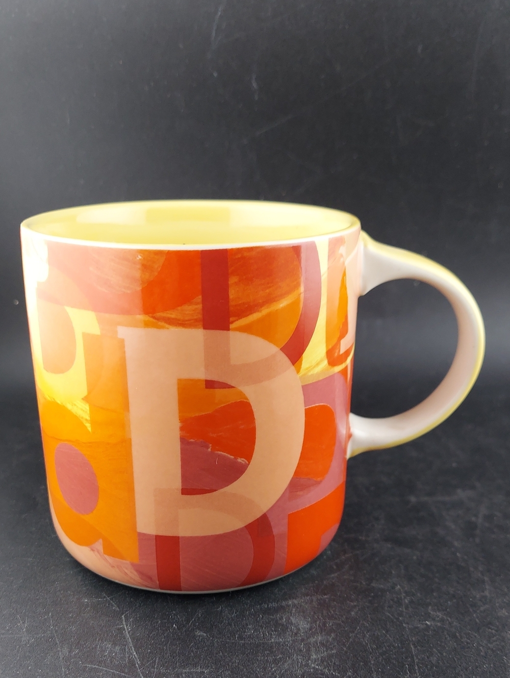 Anthroplogie Colorful Orange & Yellow Ceramic Mug